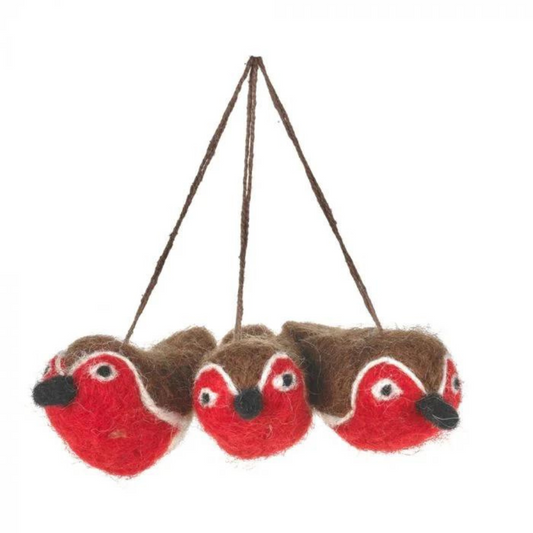 Felt So Good Handmade Felt Christmas Baubles - Baby Red Robins