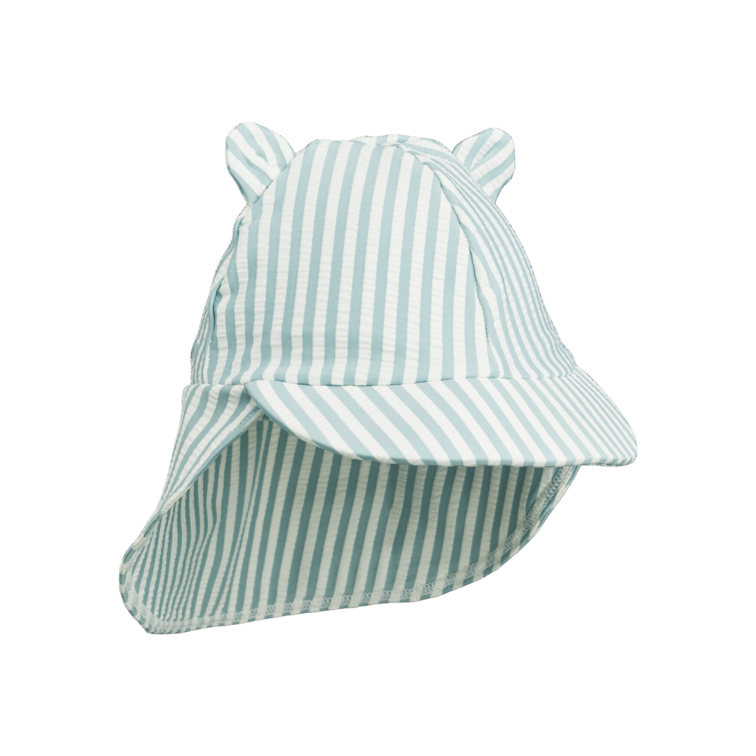 Liewood Siena Seersucker Sun Hat - Sea Blue / White