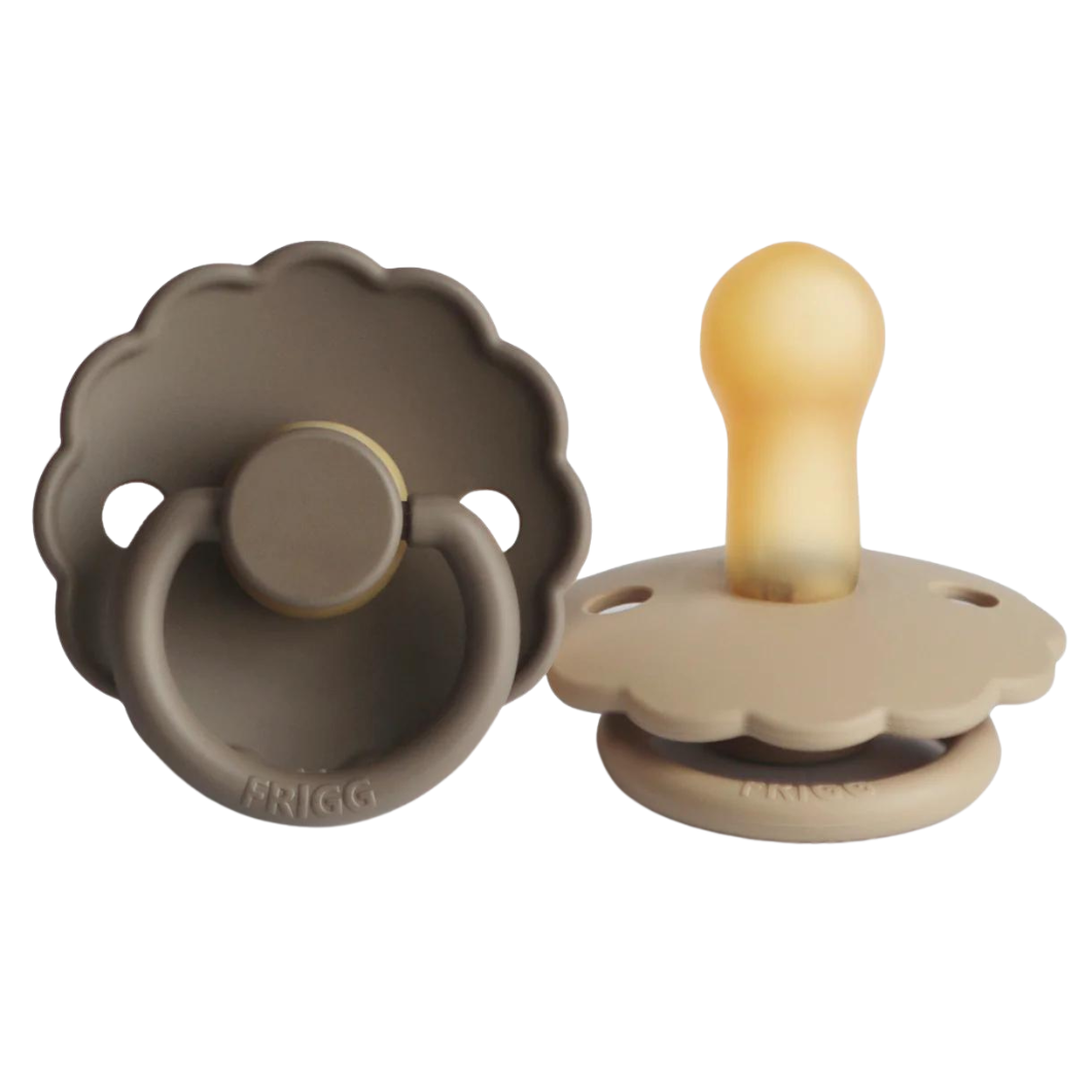 FRIGG Natural Rubber Pacifiers 2 pack 6 months plus - Croissant / Portobello