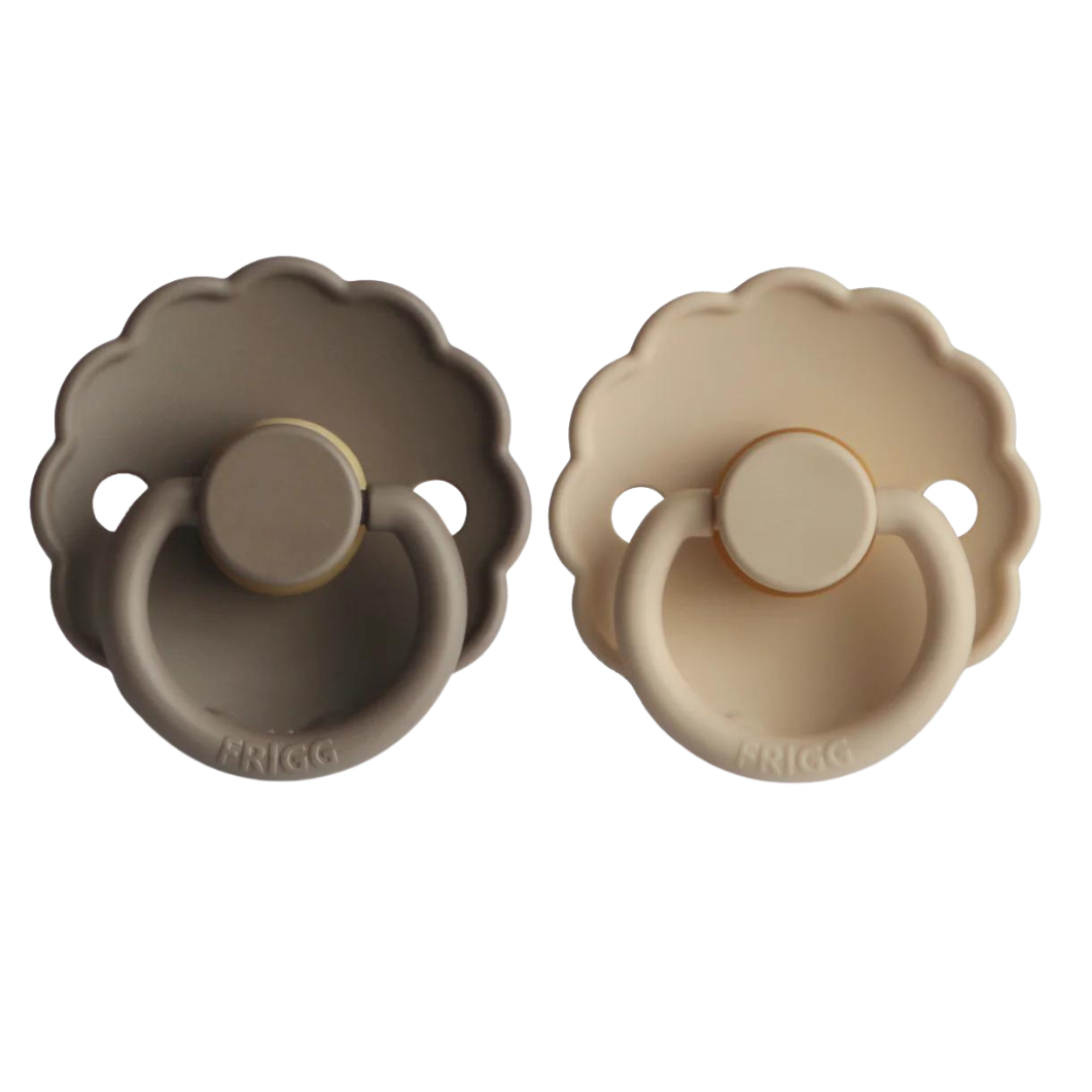 FRIGG Natural Rubber Pacifiers 2 pack 6 months plus - Croissant / Portobello