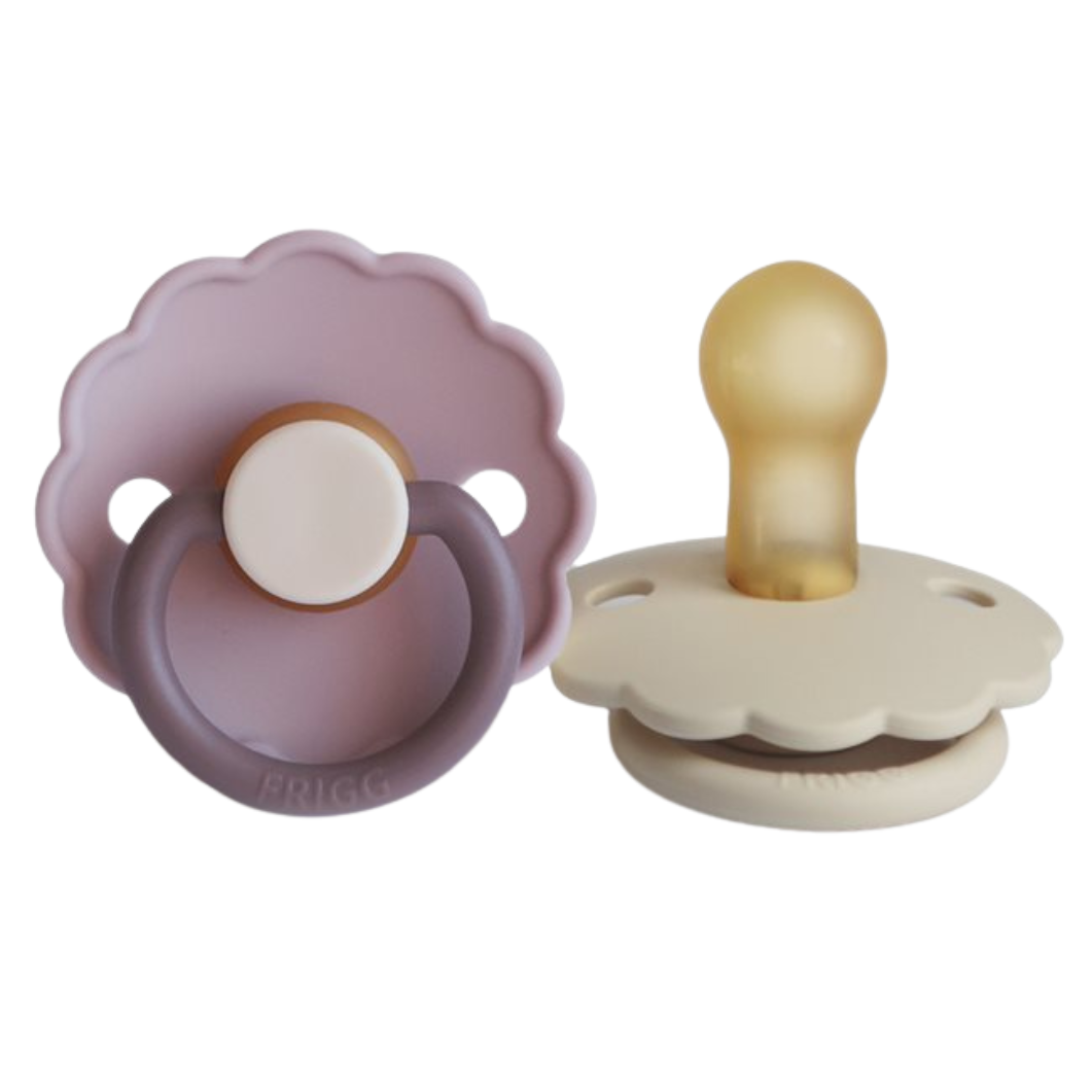 FRIGG Natural Rubber Daisy Pacifier 2 Pack - 6 Months Plus - Lavender Haze / Cream