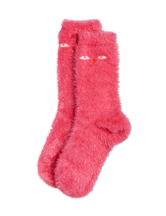 Mini Rodini Cat Eyes Fuzzy Socks - Pink