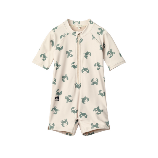 Liewood Max Short - Sleeved UV Swim Jumpsuit - Crab / Sandy