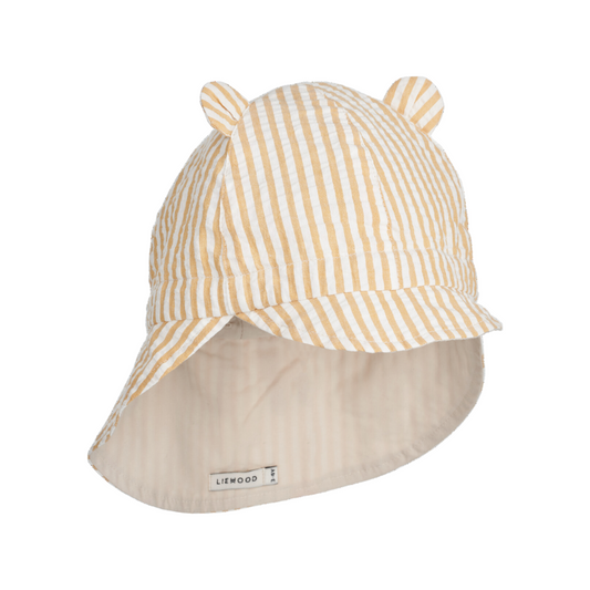 Liewood Gorm Seersucker Sun Hat - Yellow Mellow Stripe