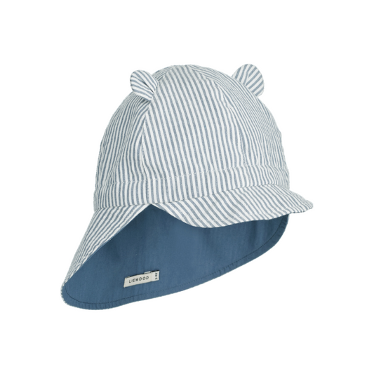 Liewood Seersucker Gorm Sun Hat - Sea Blue