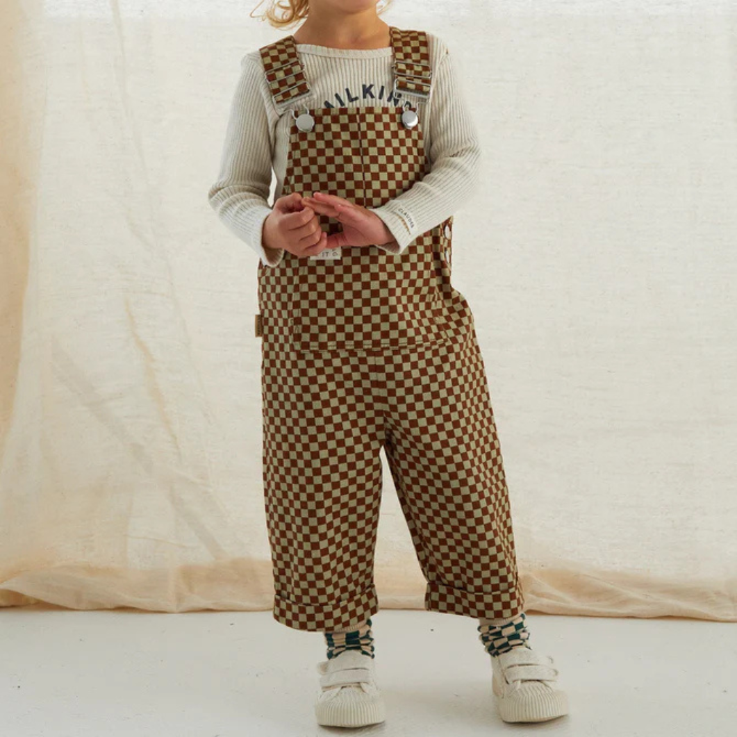 Claude & Co Checkerboard Dungarees - Brick