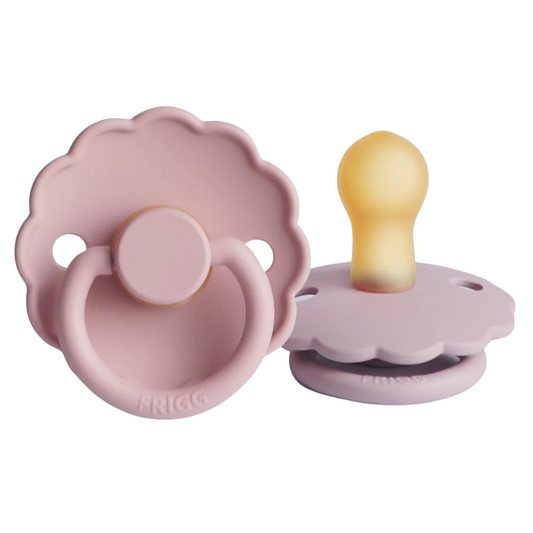 FRIGG Daisy Natural Rubber Pacifier 2-Pack - 0-6 months  Pink / Soft Lilac