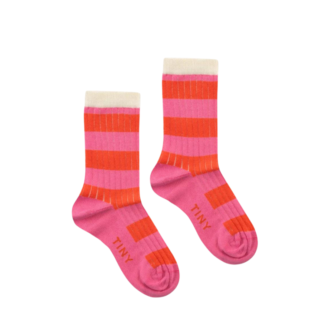 Tiny Cottons Big Stripes Medium Socks - Summer Red