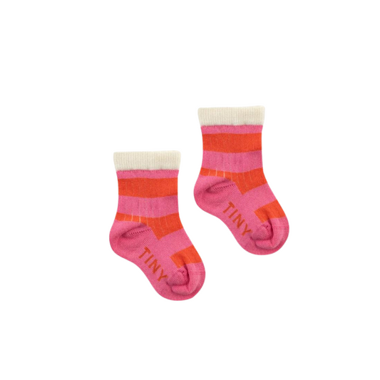 Tiny Cottons Big Stripes Baby Socks - Summer Red