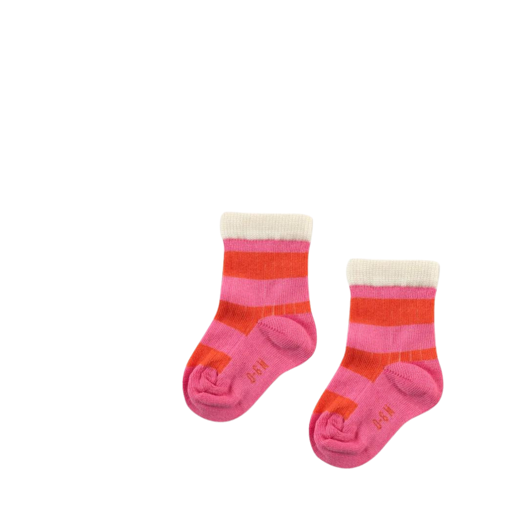 Tiny Cottons Big Stripes Baby Socks - Summer Red